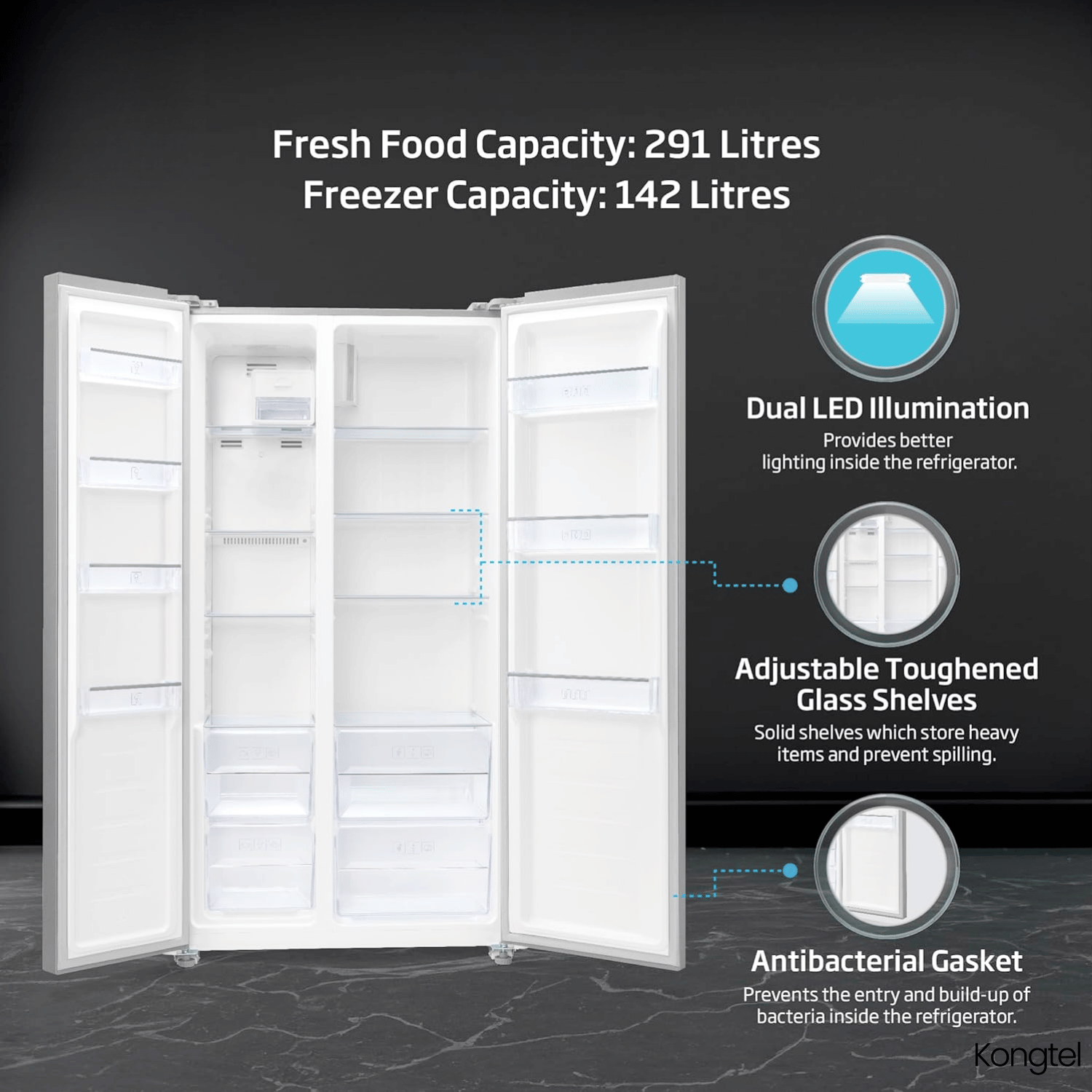 kONGTEL - 472L SBS Refrigerator - Image 3